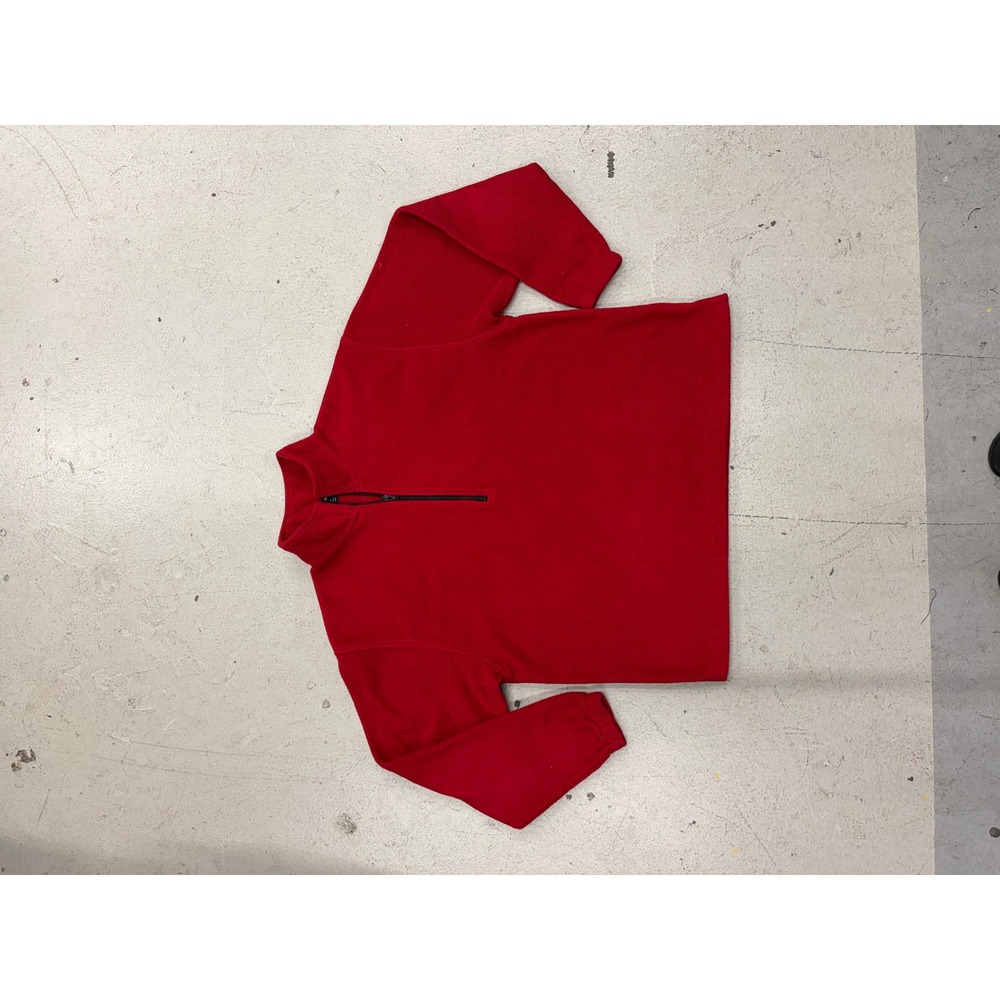 Port Authority Mens Red Quarter Zip Fleece Pullover Mock Neck Sweater Size M